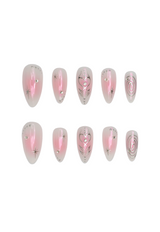 Angel Pink and Silver Cyber Y2K Nails