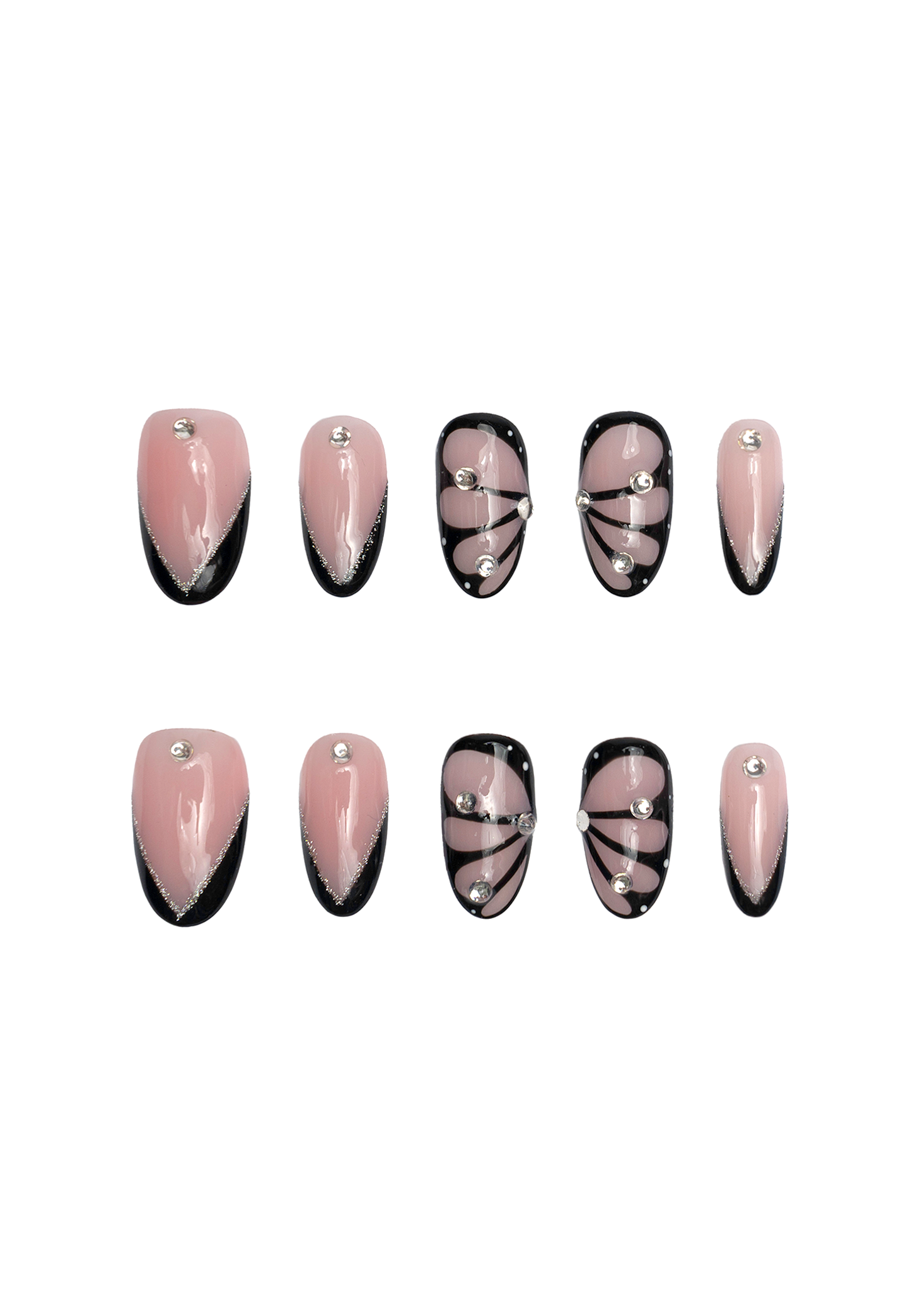 Clarice Pink Butterfly Nails