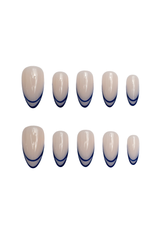 Elara Blue Lined French Tip Nails