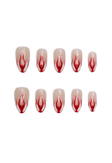 Felicia Red Flame White French Tip Nails