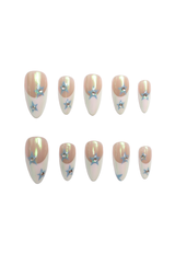 Frankie Holographic Stars White French Tip Nails