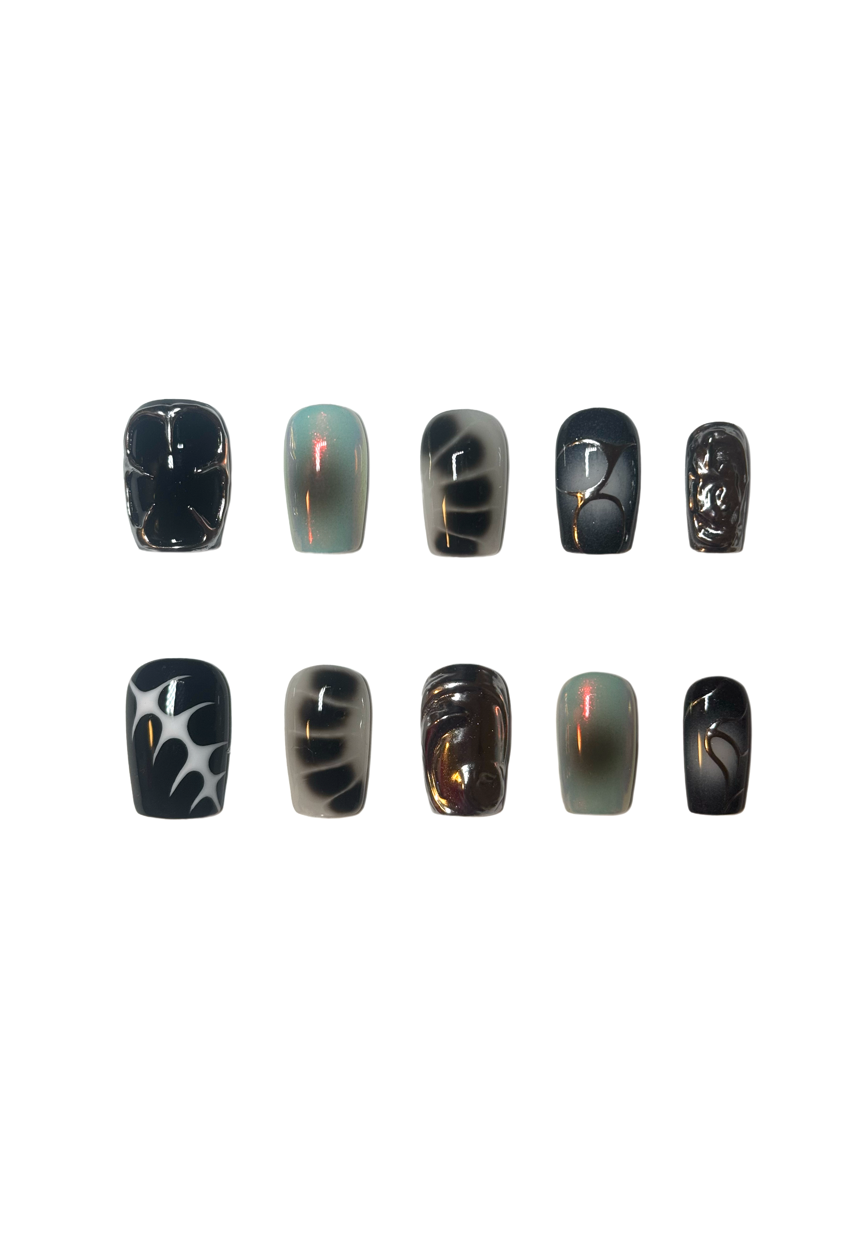 Harrison Black Chrome Unisex Nails