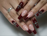 Gigi Red and Black Cross Nails