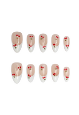 Isabella White French Tip Cherry Nails