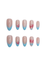 Lolana Blue French Tip Flower Nails