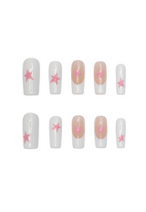 Luca Pink Stars White French Tip Nails