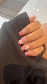 Mae Pink Flower Nails