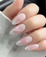 Priscilla Sweet Pink Ribbon Nails