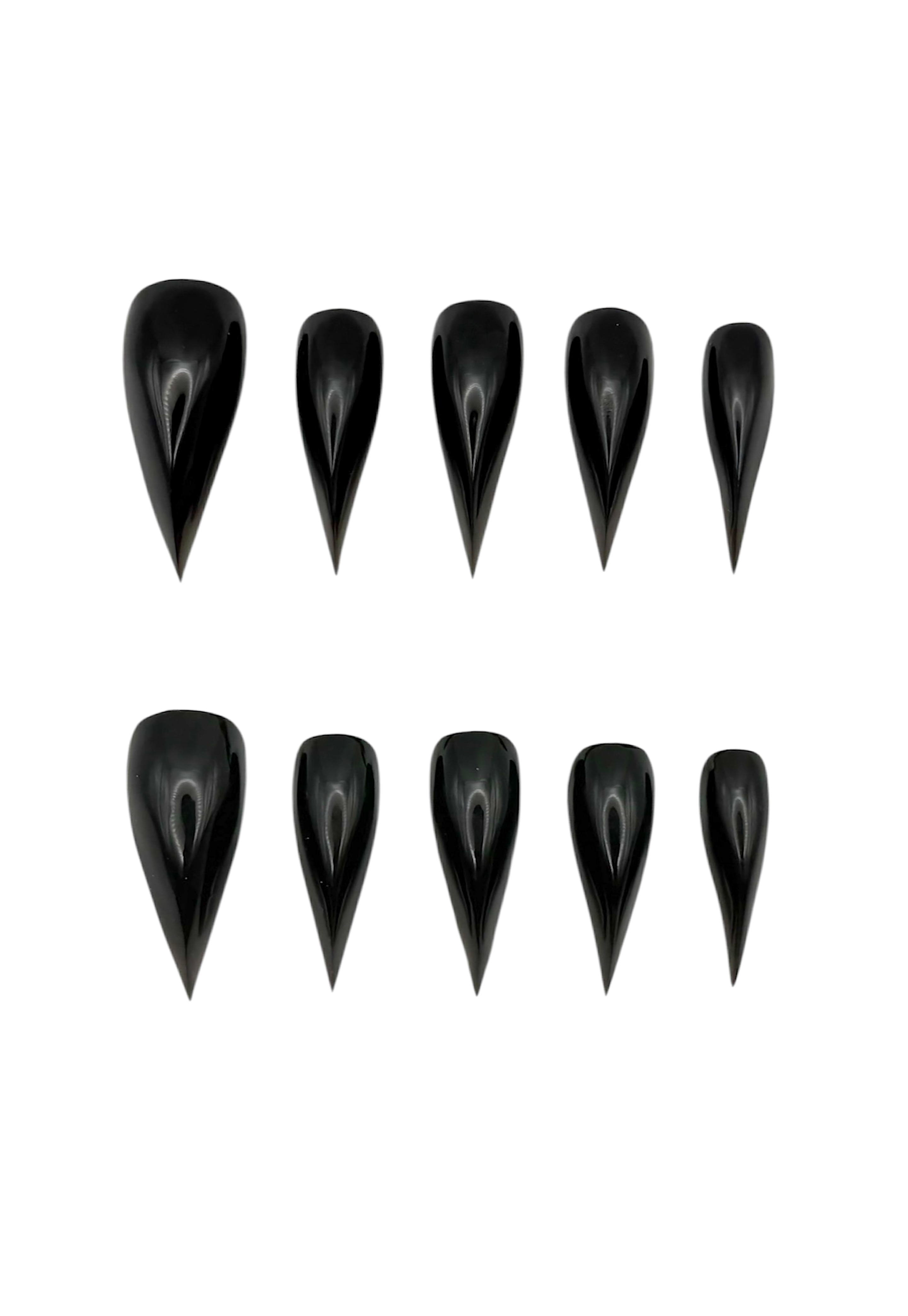 Raven black dragon claws press-on nails with a dramatic curved shape from Claws Instant Nails