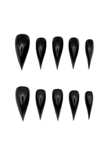Raven black dragon claws press-on nails with a dramatic curved shape from Claws Instant Nails